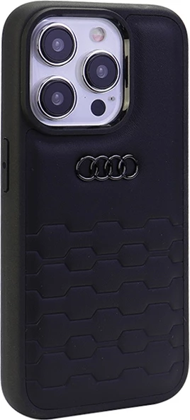Zaščitni ovitek iz sintetičnega usnja Audi GT za iPhone 15 Pro Max, iPhone 15 Pro, črn