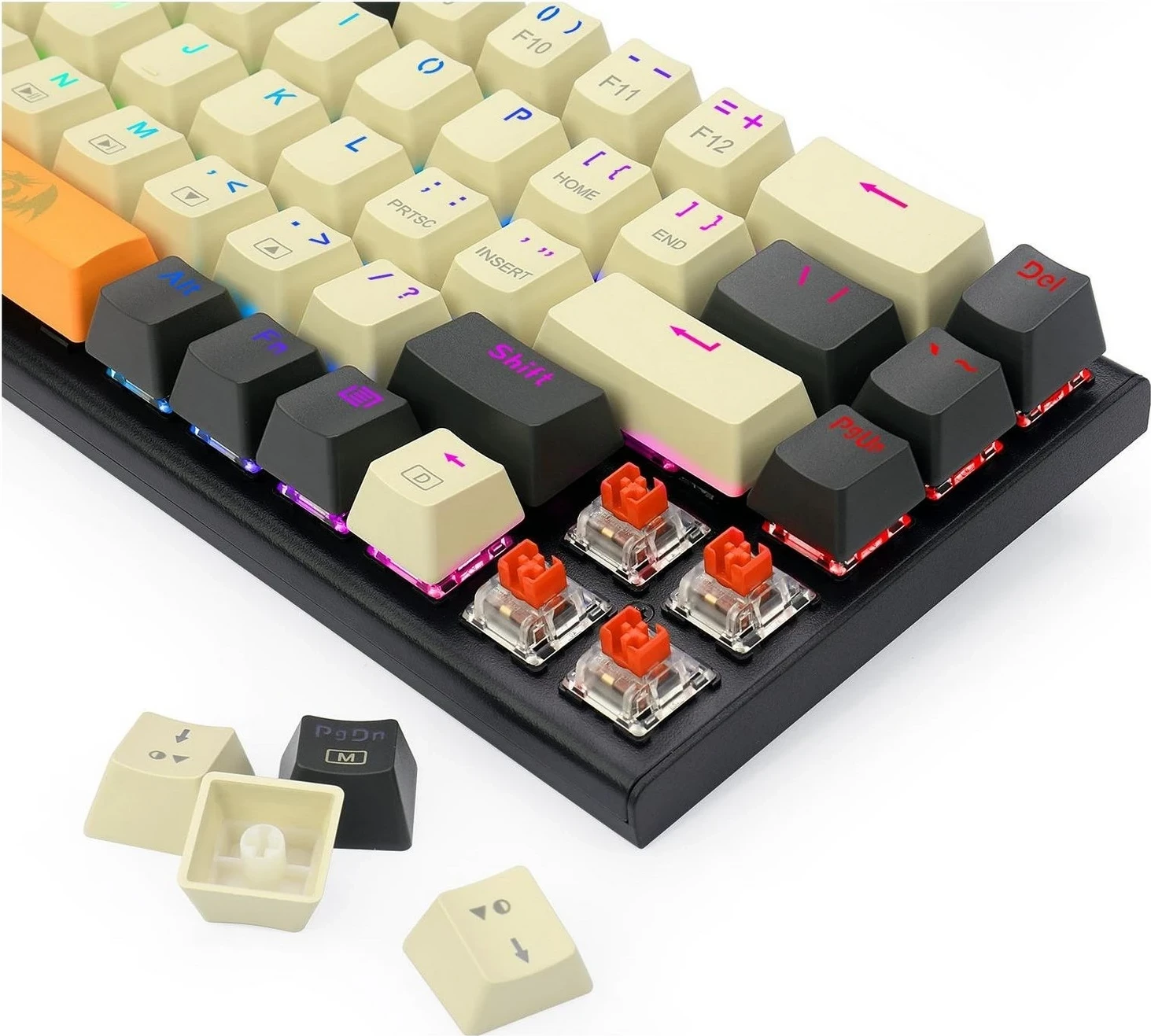 Mehanska tipkovnica Ryze Redragon K633CGO-RGB, 61 tipka, rjava