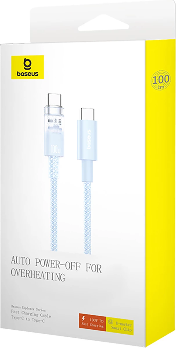 USB-C kabel za hitro polnjenje in prenos Baseus Explorer 2 m, 100W, senzor temperature, moder