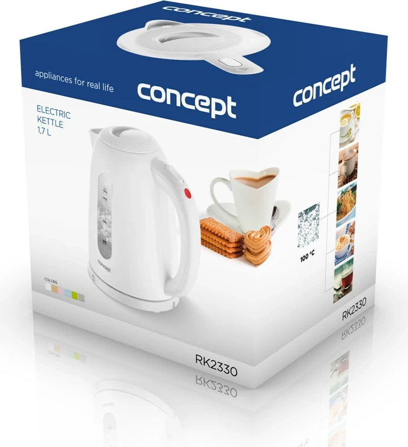 Električni čajnik 1,7 L, 1850–2200 W, bel CONCEPT RK-2330