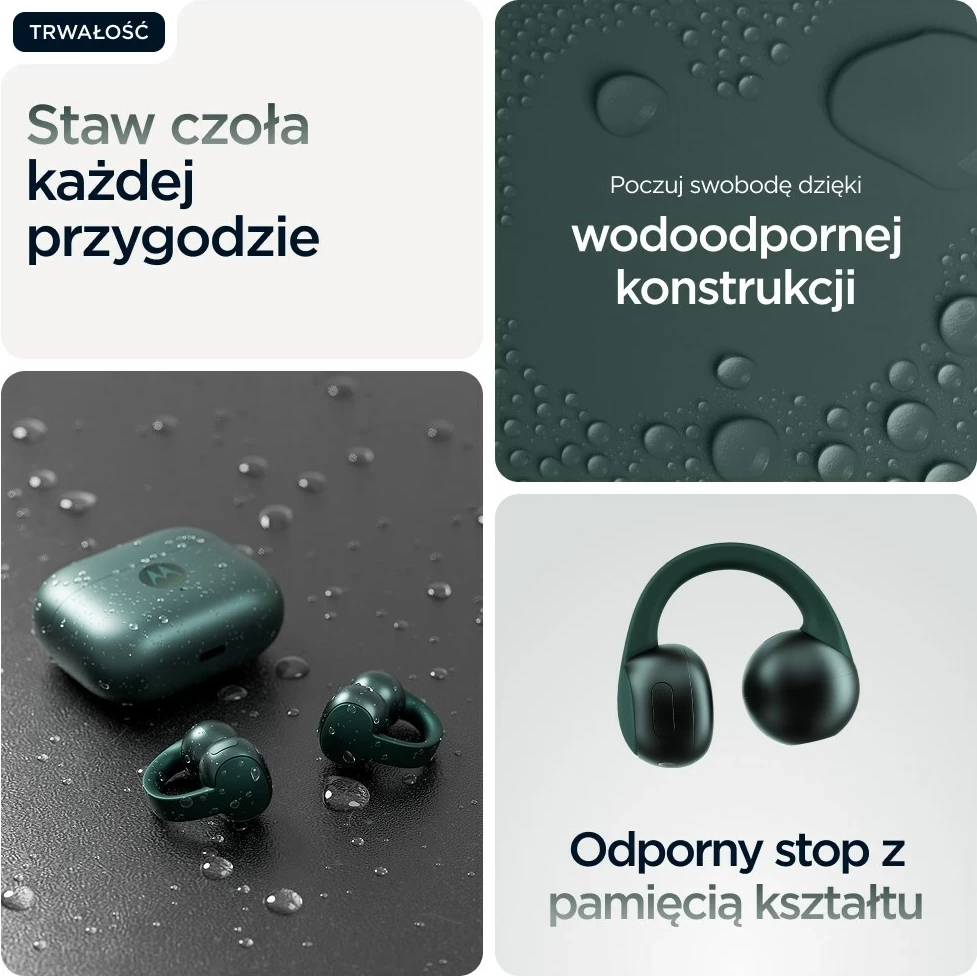 Brezžične slušalke z ušesnim trakom Motorola moto buds loop, zelene