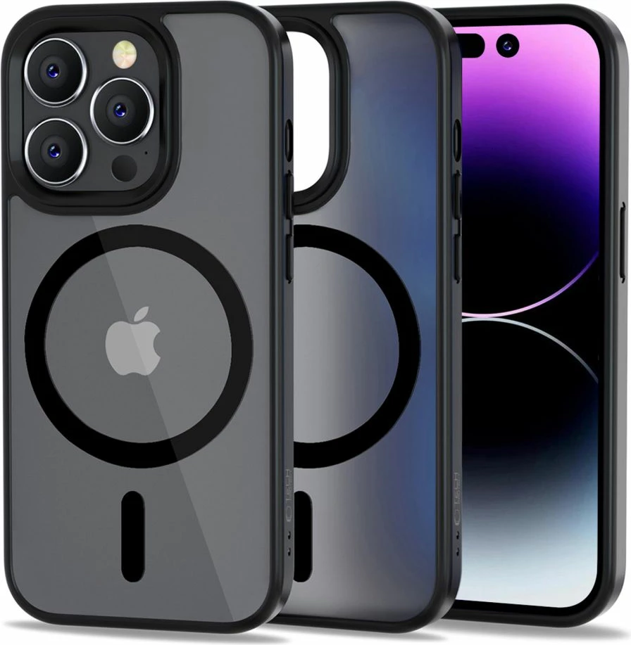 Zaščitni ovitek MagMat za iPhone 14 Pro, MagSafe, polprosojen, črn - Tech-Protect