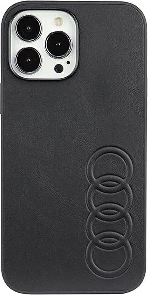 Ovitek Audi za iPhone 13 Pro Max 6,7", umetno usnje, črn