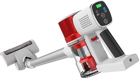 Pokončni brezžični sesalnik Adler AD 7051, 300 W, 0,6 L, 22,2 V Li-ion 2200 mAh, krtača z LED, LCD, bel/rdeč