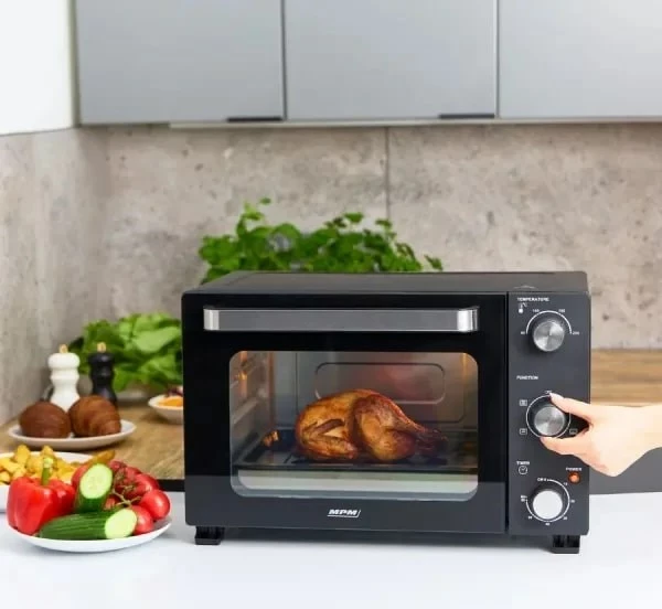 Mini pečica z električnim grelnim MPM MPE-14/T, 1300 W, črna