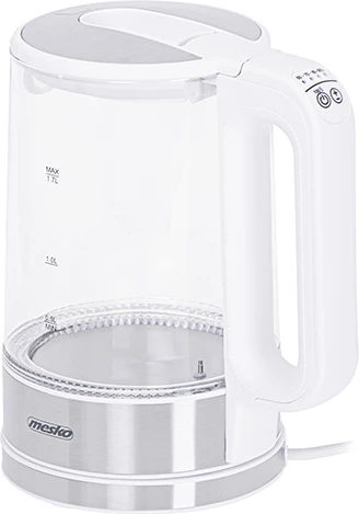 Električni čajnik iz stekla Mesko MS1301, 1,7 L, nadzor temperature, LED, bel