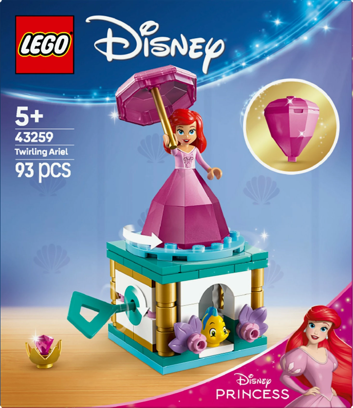 Set za gradnjo Disney Princess Ariel, LEGO 43259, 93 kosov, večbarven
