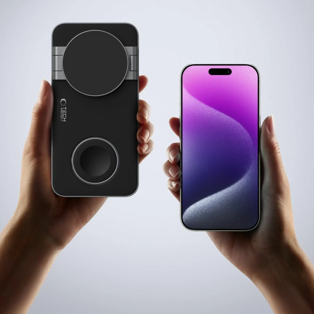 Indukcijski polnilec 3-v-1 Tech-Protect QI15W-A47 z MagSafe, USB-C, črn