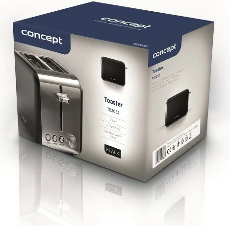 Toster z 2 režama, 950 W, inox/črn Concept TE2052