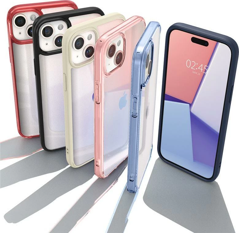 Prozoren ovitek Spigen Crystal Hybrid za iPhone 15 Plus, črn